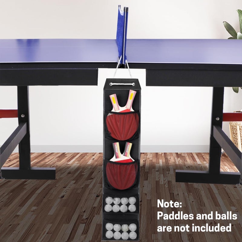 VISEMAN Ping Pong Storage Rack, Table Tennis Racket Holder Wall Mount Organizer for 4 Paddles and Balls - Image 4